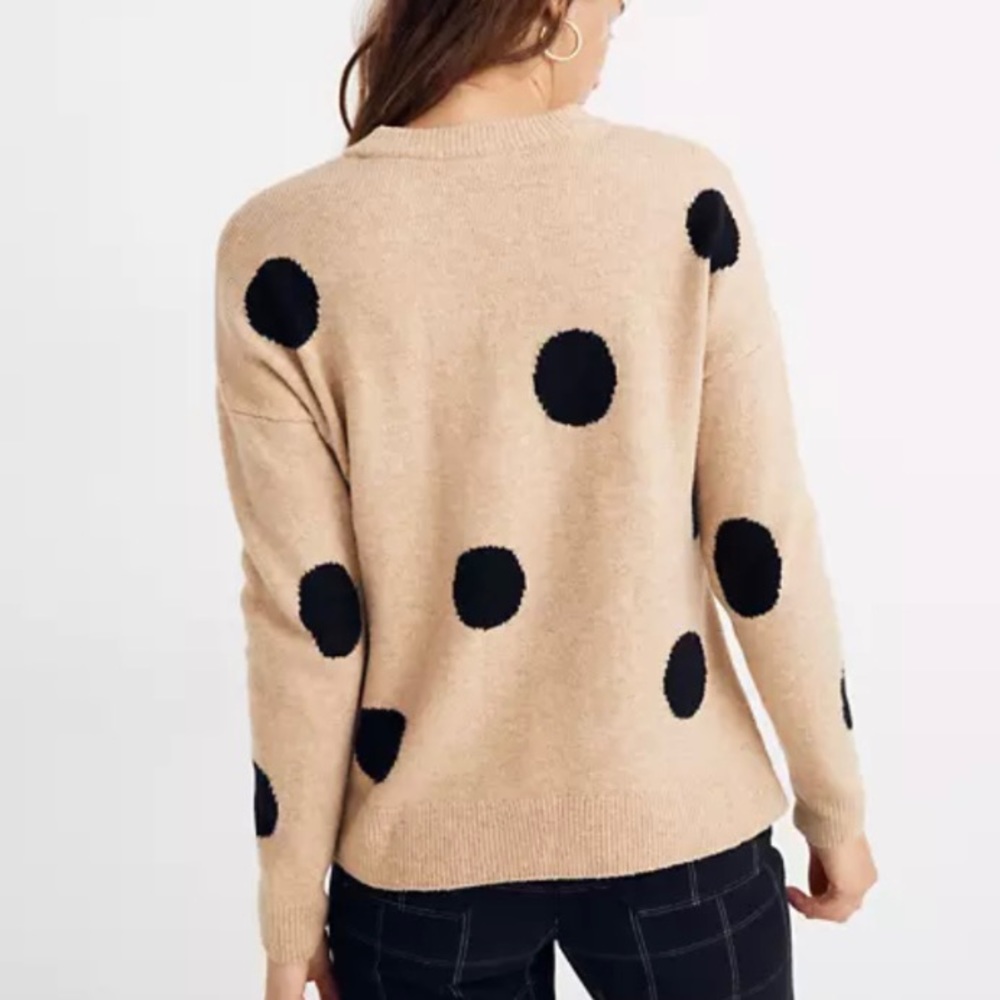 Madewell Beige Sweater with Black Polka Dots